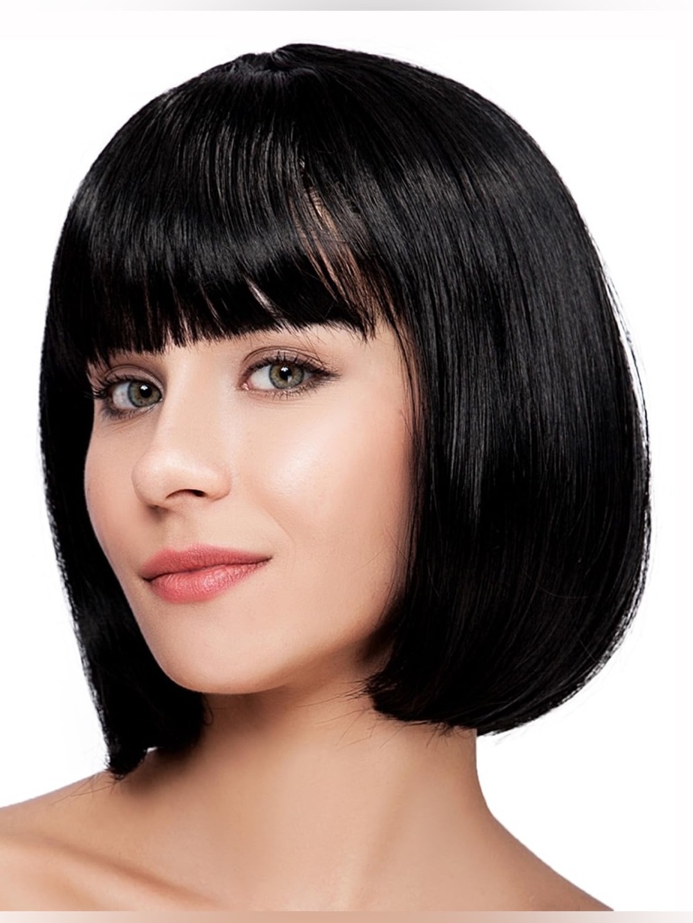 Black Short Bob Wig with Bangs